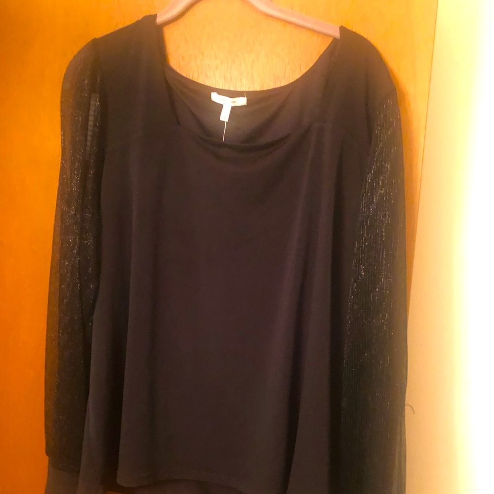 NWT Maurices Square Neck Sheer Blouse Sz 2X